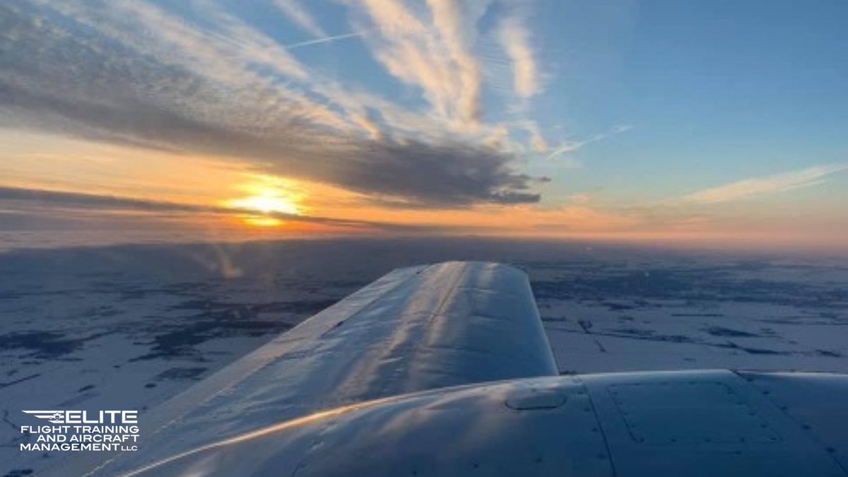 EliteFlightTr's tweet photo. Check out this beautiful evening shot looking over the wing of our Piper Twin Comanche taken by our trusty leader Brian. Let's see your #beautyshots! #twincomanche #becomeapilot #pilotlife #snow #eliteflightschool #flightschool #multienginepilot #multienginerating https://t.co/ISj1sWrkWg
