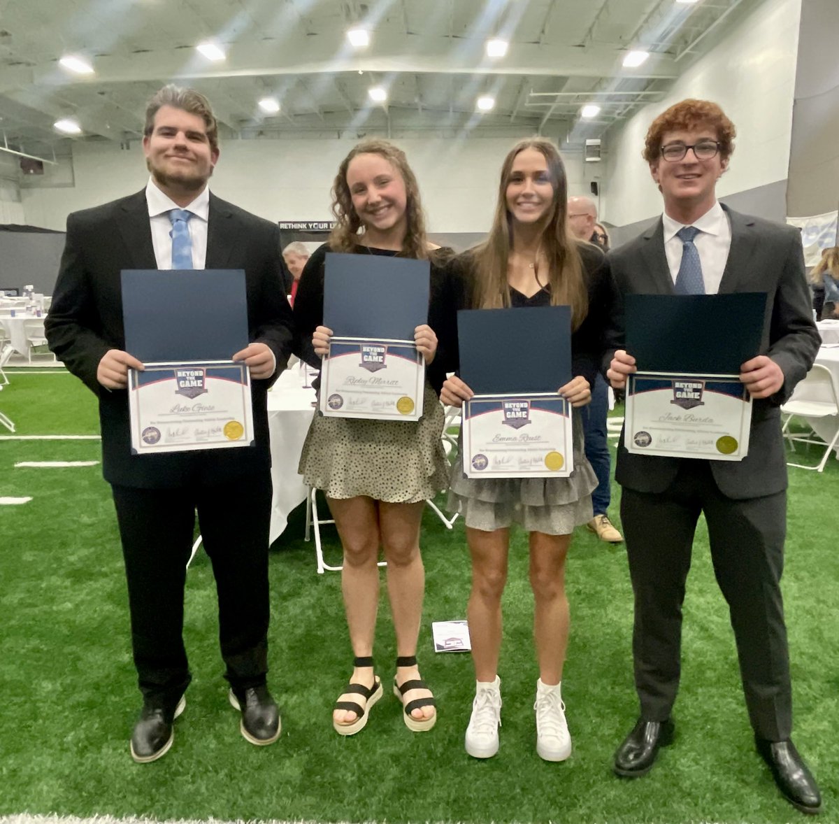 Spartytweets's tweet photo. Great afternoon celebrating our 2023 Beyond the Game Leadership winners Ripley Merritt, Emma Reust, Jack Burda &amp; Luke Giese!
2022 Winners Haley Biedenbach, Karson Cabe, Elise Peckinpaugh &amp; Grayson Welch joined in the celebration too! Loved the inspiring words from Austin Hatch! https://t.co/TEkA7KBXIM