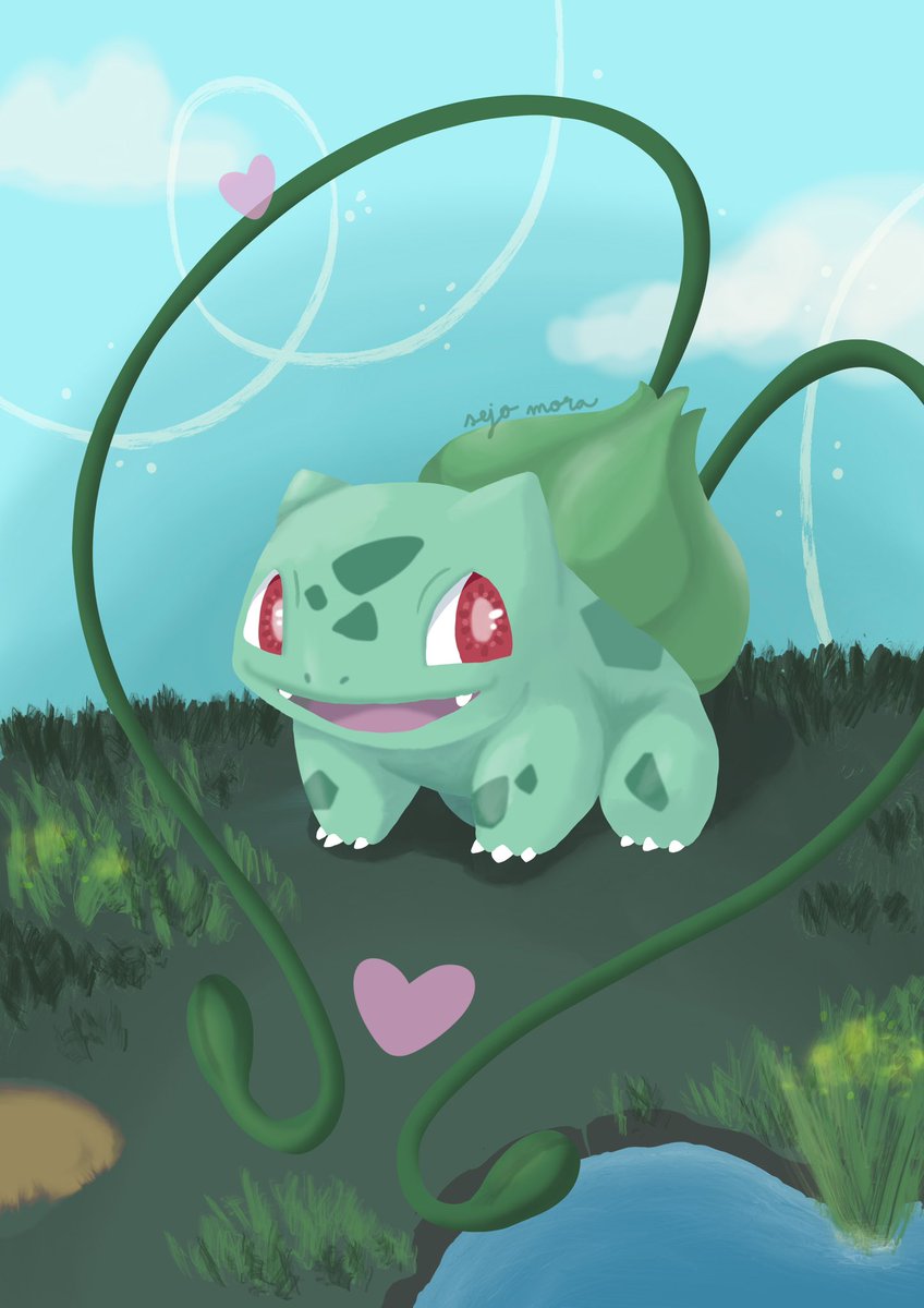 sejomora's tweet photo. Mi primer inicial, en Pokèmon azul 💚🍃

#bulbasur #pokèmon #illustration #procreate #illustrationartists #fanart https://t.co/dxHLalpMRE