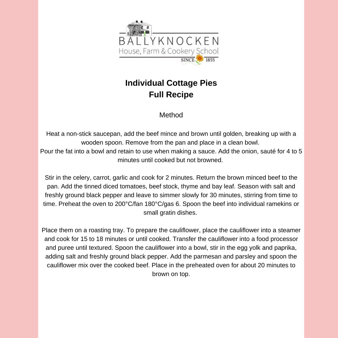 BallyknockenHCS's tweet image. Another quick and easy recipe! This beautiful Cottage Pie ties in perfectly with this week's theme of using up those leftover veggies in your fridge! 🥕

#easycooking #cookingrecipes #mealprep #quickmeals #cottagepies #healthyfood #nutritiousfood #veggies #healthylife #familyfood