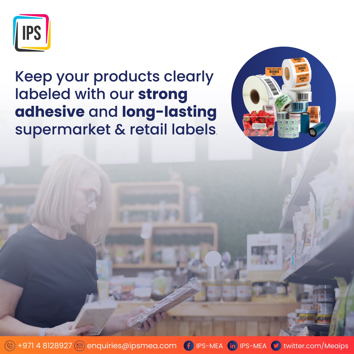 MeaIps's tweet photo. Tired of messy, unreadable labels in your supermarket or retail store? Look no further! Our high-quality supermarket &amp; retail labels are designed to be clear, durable, and easy to apply.

#IPSMEA #IPS #officesupplies #ATMRolls #ATMRibbons #ATM #POSRolls #EFTPOS #POS #PaperBags https://t.co/YHTEeyos90