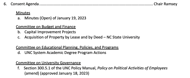 jarobinson1's tweet photo. The #UNCBOG just passed the consent agenda, which includes its new policy prohibiting compelled speech. Congratulations, @UNC_System on being a model for the country on #campusfreespeech. https://t.co/kVXzrHzdMO