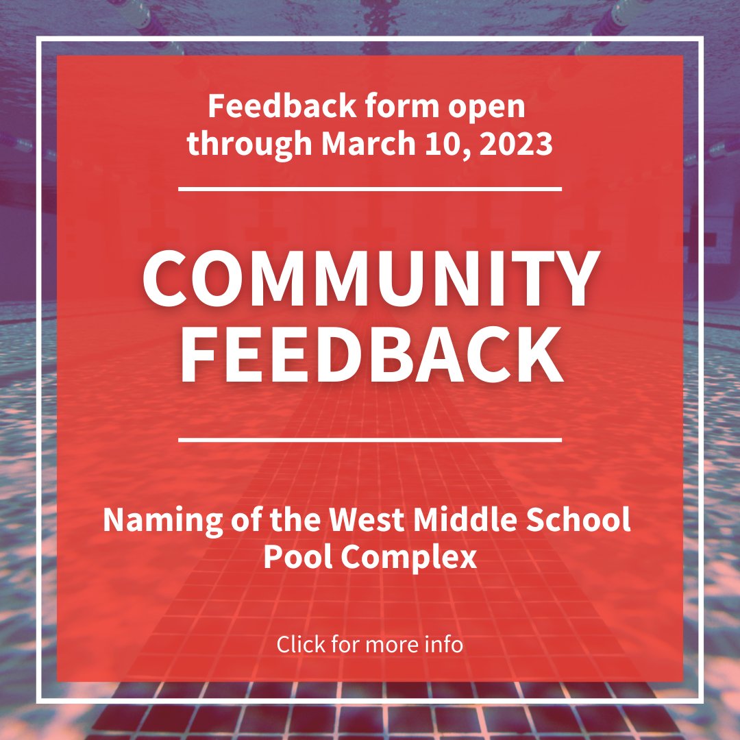 📢Community feedback requested for the naming of #shakopeeschools West Middle School Pool Complex. bit.ly/WMSPoolNaming