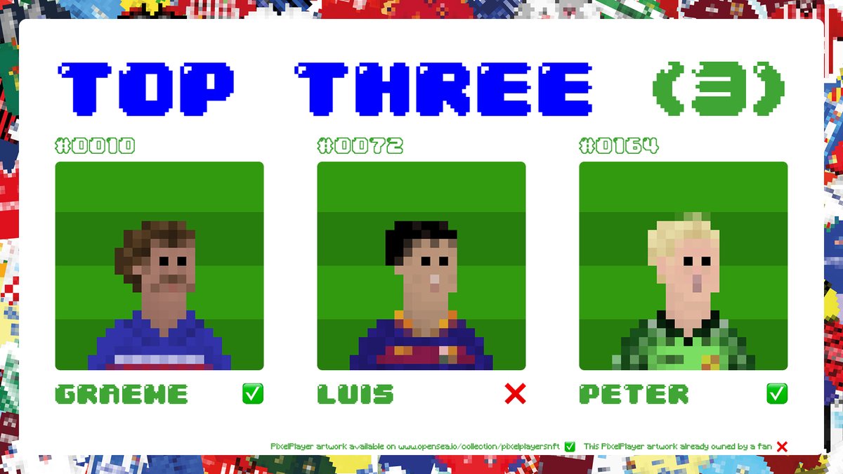 PixelPlayersNFT's tweet photo. 🟩 TOP THREE (3) MADMEN!

🍻 Come on then, which one of these bruisers would you least like to upset by spilling their drink at a bar in the wee hours?

🏴󠁧󠁢󠁳󠁣󠁴󠁿 Got to be Graeme Souness for me, scary bloke

✅ 2/3 Available 👇 https://t.co/JsFTIoFP9a

#PixelPlayers #PixelArt #ドット絵 https://t.co/1sBrp6ZIvy
