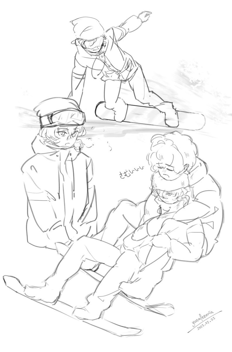 some doodle sketches of skk (because i wanted to draw snowboarding chuuya 🥺
#BSD #soukoku 