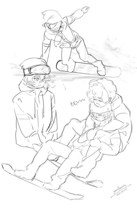 some doodle sketches of skk (because i wanted to draw snowboarding chuuya 🥺
#BSD #soukoku 