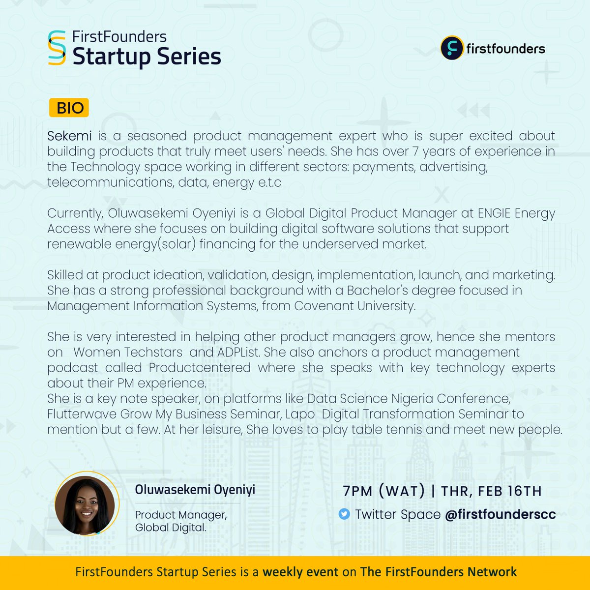 firstfounderscc's tweet photo. Hello Founder, 

Do you sometimes wonder how to manage your relationship with internal and external stakeholders to ensure you're building the right product to scale?

Get ready to join the conversation with @osekemi by 7 p.m. Click the link to join 👇

https://t.co/8zrA3F93by https://t.co/b07YfQhuvE
