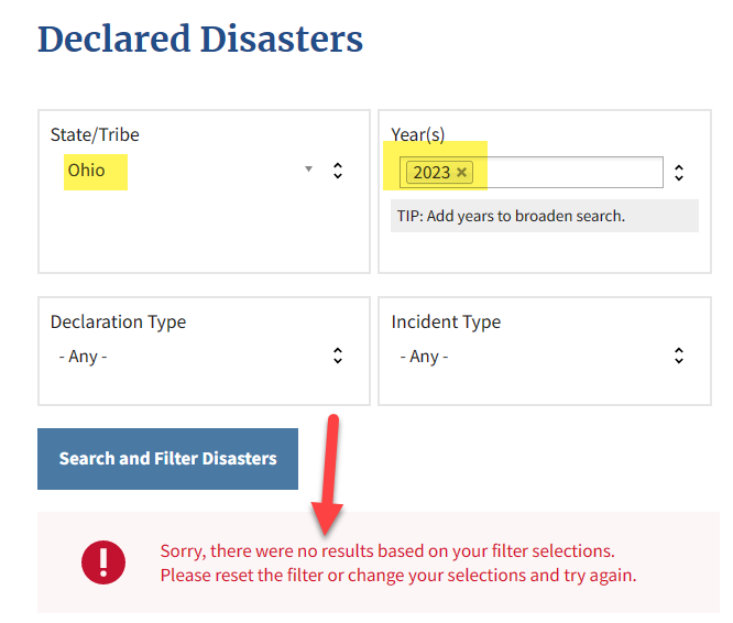 solverware's tweet image. As of today, 2/23/2023, no emergency declaration for Ohio.