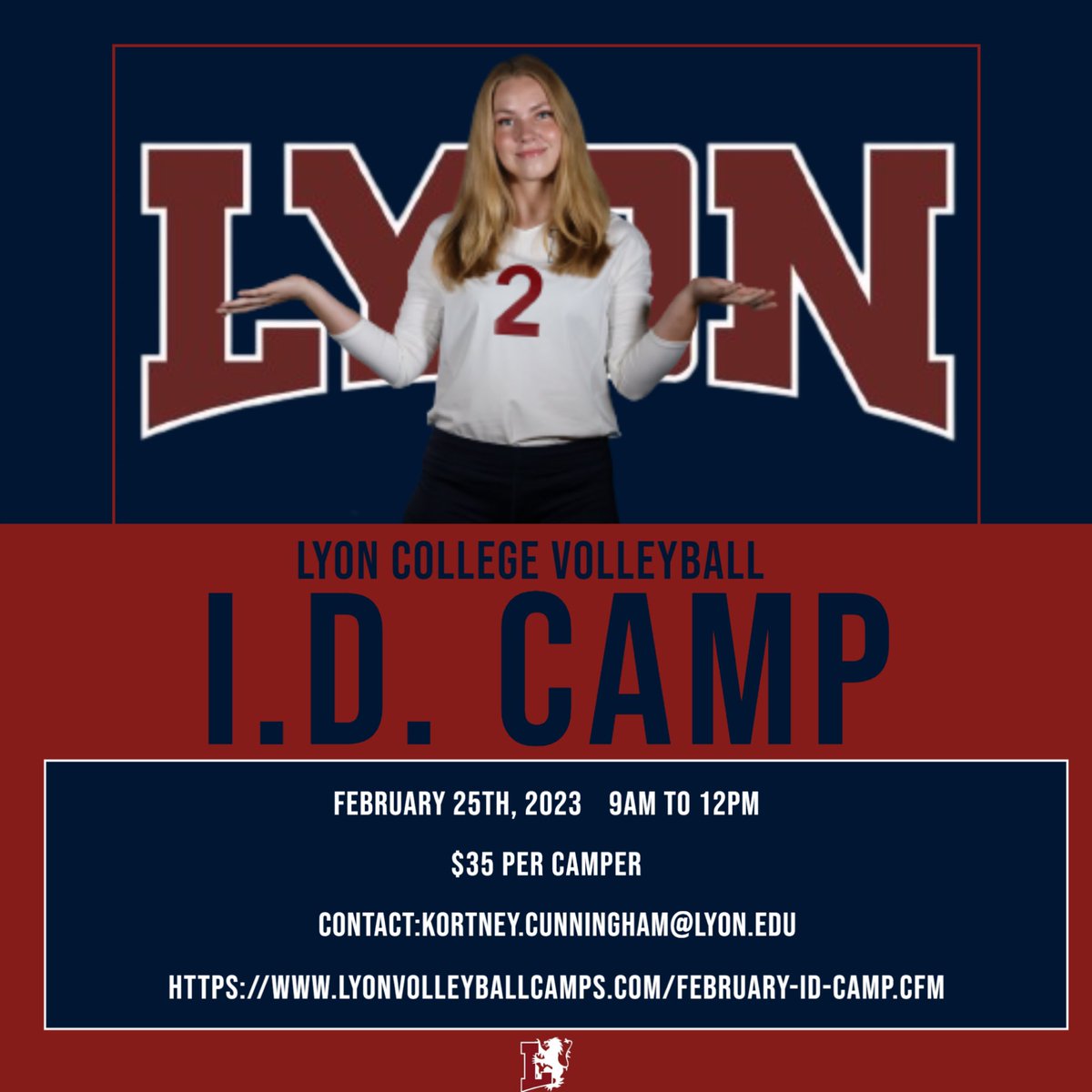LyonVolleyball's tweet photo. 👀2023’s and 2024’s👀

Reminder to sign up for our ID Camp! 

Saturday February 25th! 
Check in at 8:30  

Sign up here: https://t.co/rDpF2MhB8F https://t.co/Vx0Jf40lJW