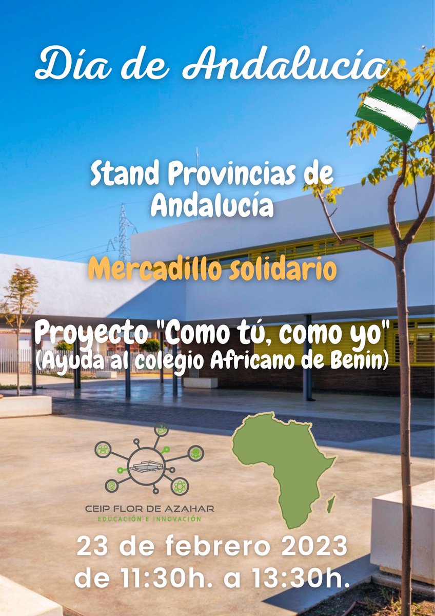 CEIPFlorAzahar's tweet photo. Jornada del Día de Andalucia y Mercadillo Solidario para el proyecto “Como tú, como yo” @aurecaba @EncarniCastill9 @ComunicAzahar @Rocio_garroj @PadillaToi https://t.co/U7BqPwGB68