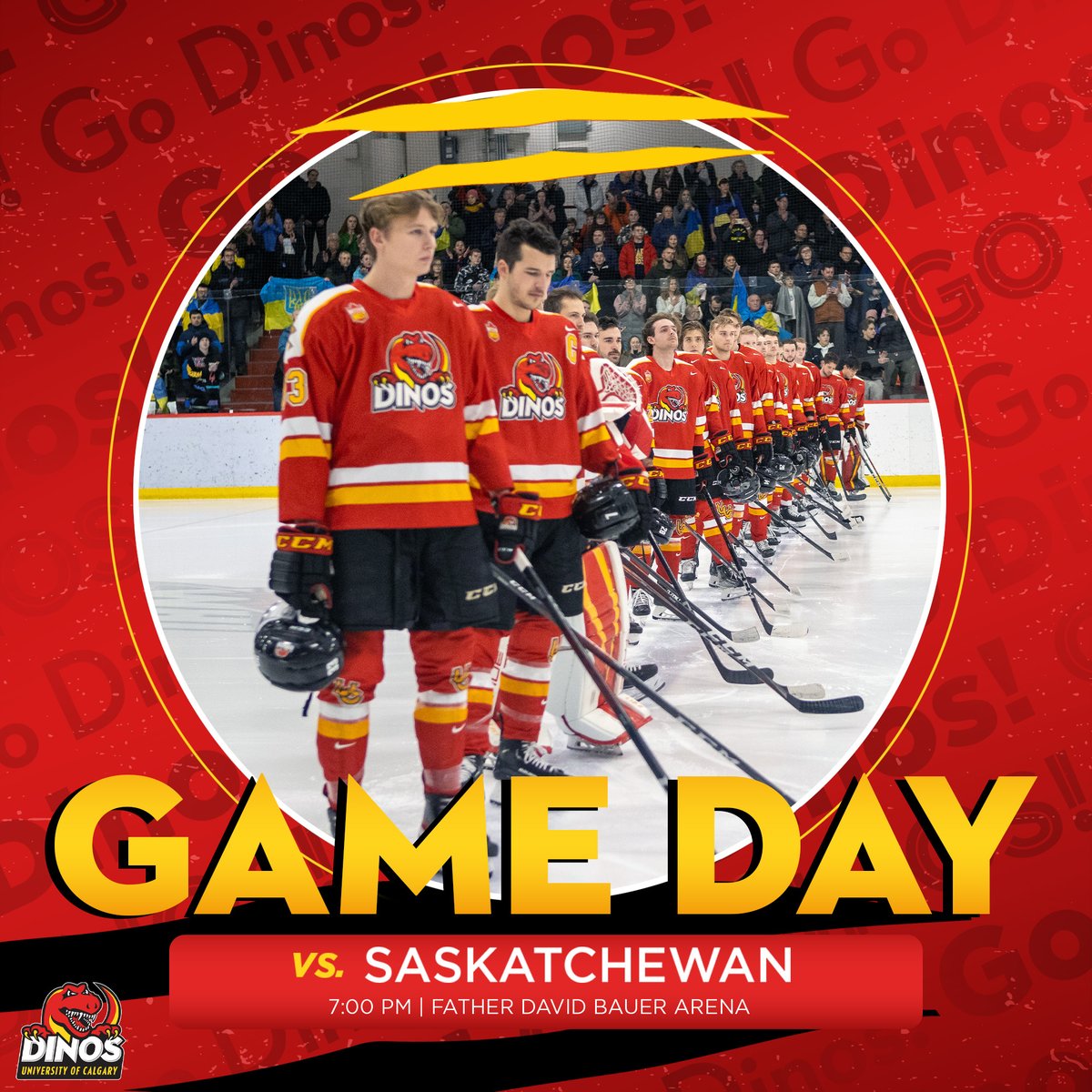 DinosMHKY's tweet photo. 🚨 CW SEMIFINAL: GAME 1 🚨

🦖 🆚 🐶
⏰ 7 PM
📍 Father David Bauer Arena
🎟️ https://t.co/keMEjtSazp
💻 https://t.co/nj6hTcDPhe

The first 250 @UCalgary students will get in FREE!

#GoDinos https://t.co/JMuomx5JeT