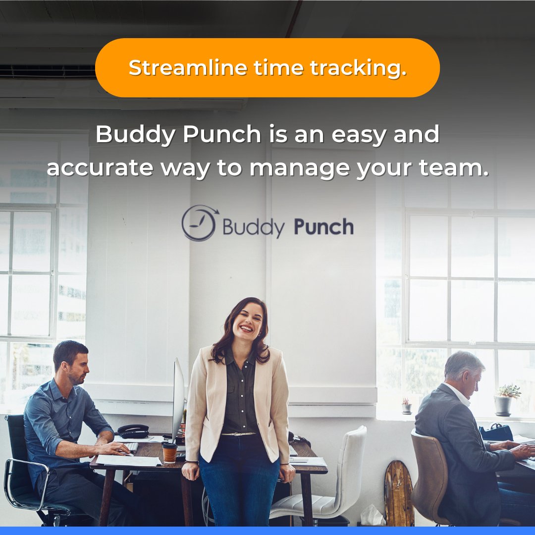 buddypunch's tweet image. Streamline your time tracking and payroll processes with Buddy Punch. Easily track employee time, no matter where they are working.
#timetrackingtool #timetrackingplatform #employee #management #entrepreneur #SAAS #software #engagement