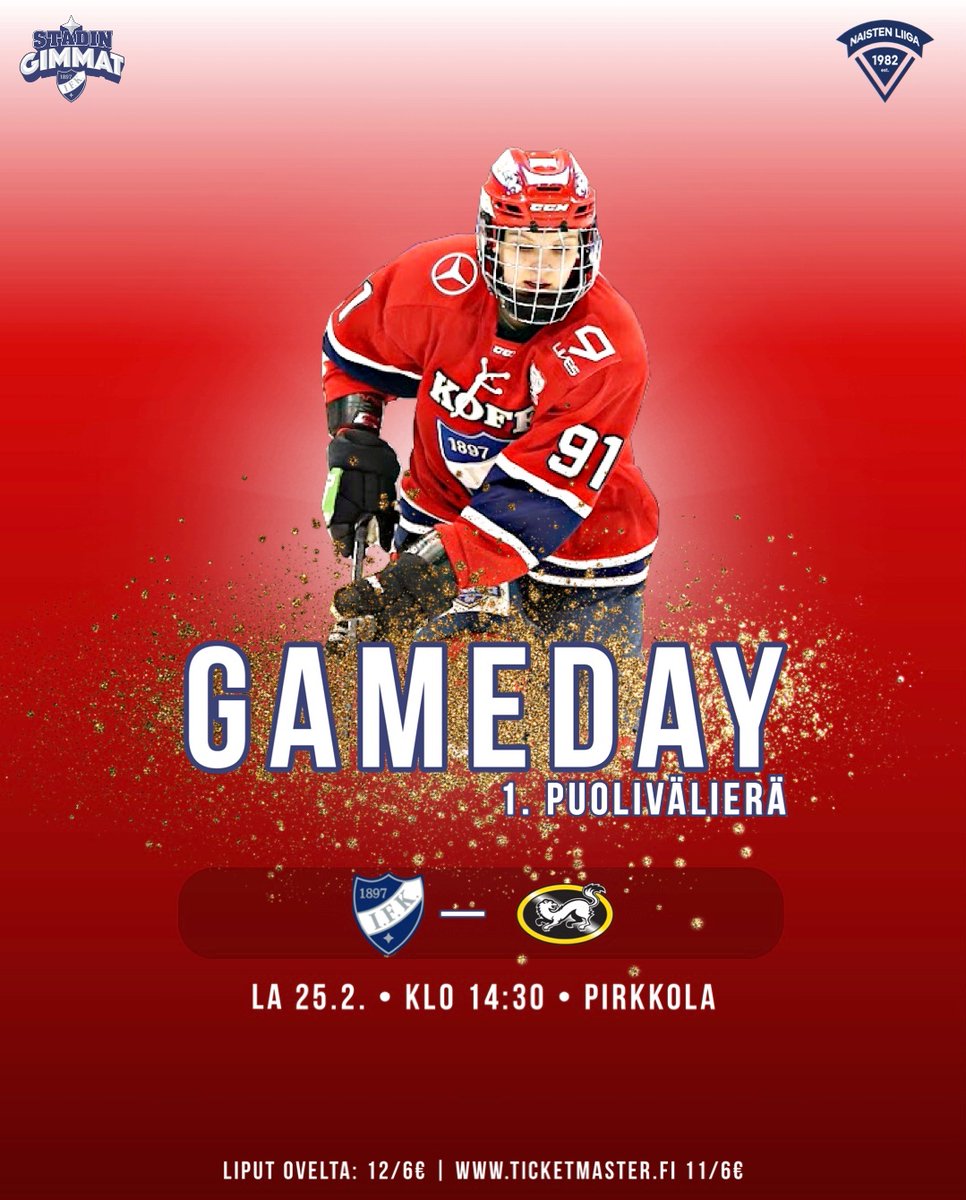 🔥 PELIPÄIVÄ! 🔥

Ensimmäinen puolivälierä tänään Pirkkolassa klo 14:30! 🫡

🔴Ottelu 👉 leijonat.tv
🔴Tilastot 👉 tulospalvelu.fi
🔴Liput 👉 ticketmaster.fi

Tervetuloa Pirkkolaan! 👋

#hifk #hifknaiset #stadingimmat #stadinkevät #röda  #naistenliiga