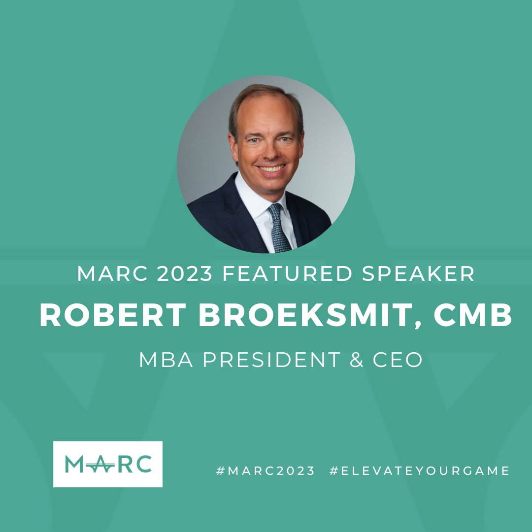 marc_mid's tweet photo. Don't miss a MBA State of the Union address from Bob Broeksmit, MBA's President &amp; CEO.  Be there May 9th at MGM National Harbor.
#MARC2023 #ElevateYourGame # MarylandLenders #DCLenders # VirginiaLenders
Reserve your seat TODAY! https://t.co/n6W8quuvZs https://t.co/eDeGcKJVE3