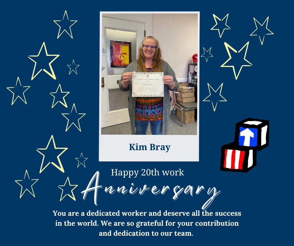 We would like to congratulate Kim Bray on 20 years of service! Your high spirit and go-getter attitude are what make you unique. Working with you is inspiring and motivating. #20years #workanniversary #superhero #communityaction #makingadifference #headstartheroes #headstart