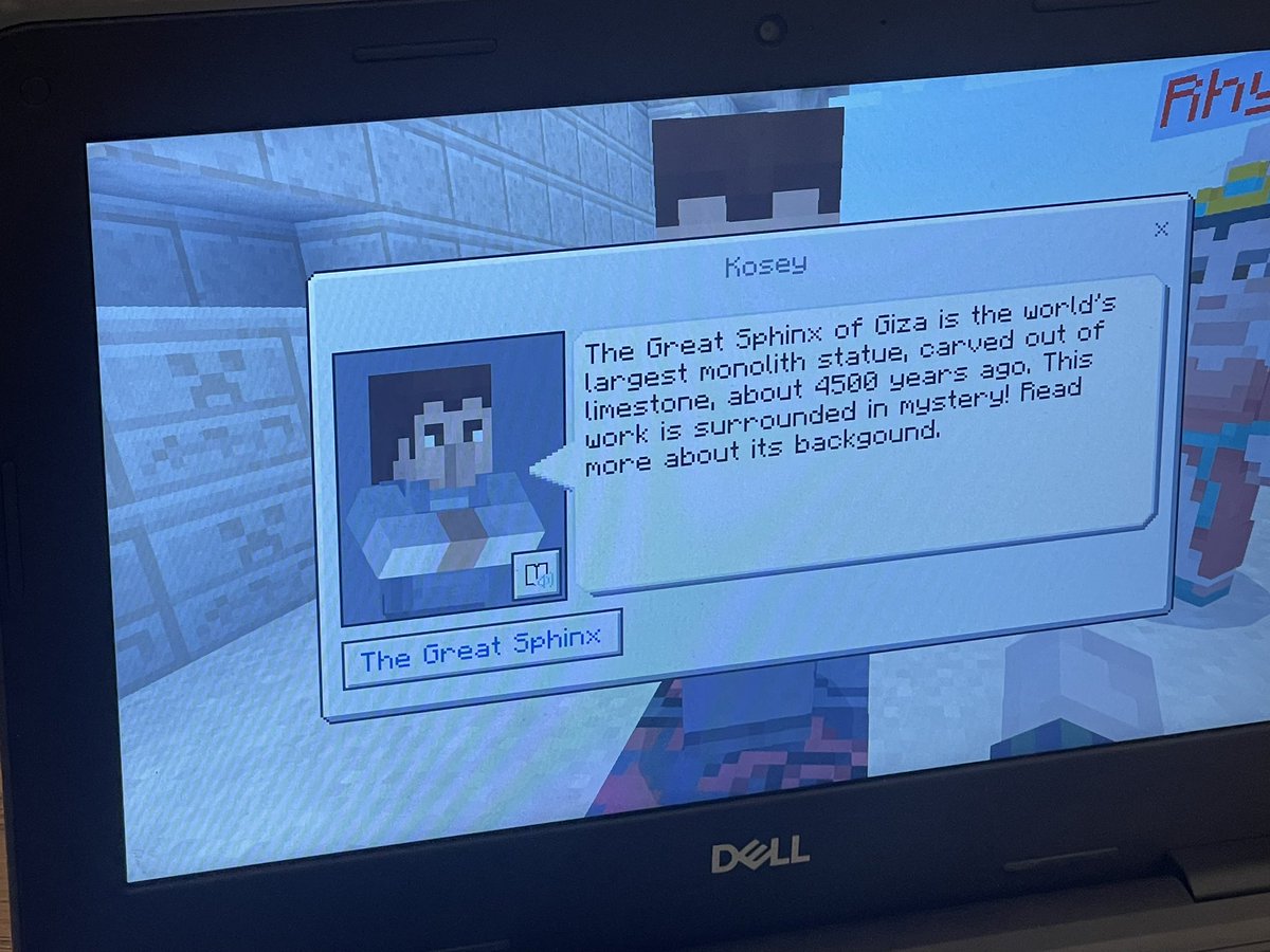mrjones_AsP's tweet photo. All of our 3rd graders got to explore Ancient Egypt in @PlayCraftLearn! They got to talk with Egyptians to learn more about what life was like and write down facts to reinforce the content! #DLDay @HCPS_Innovates https://t.co/jpc3Z3zrm1