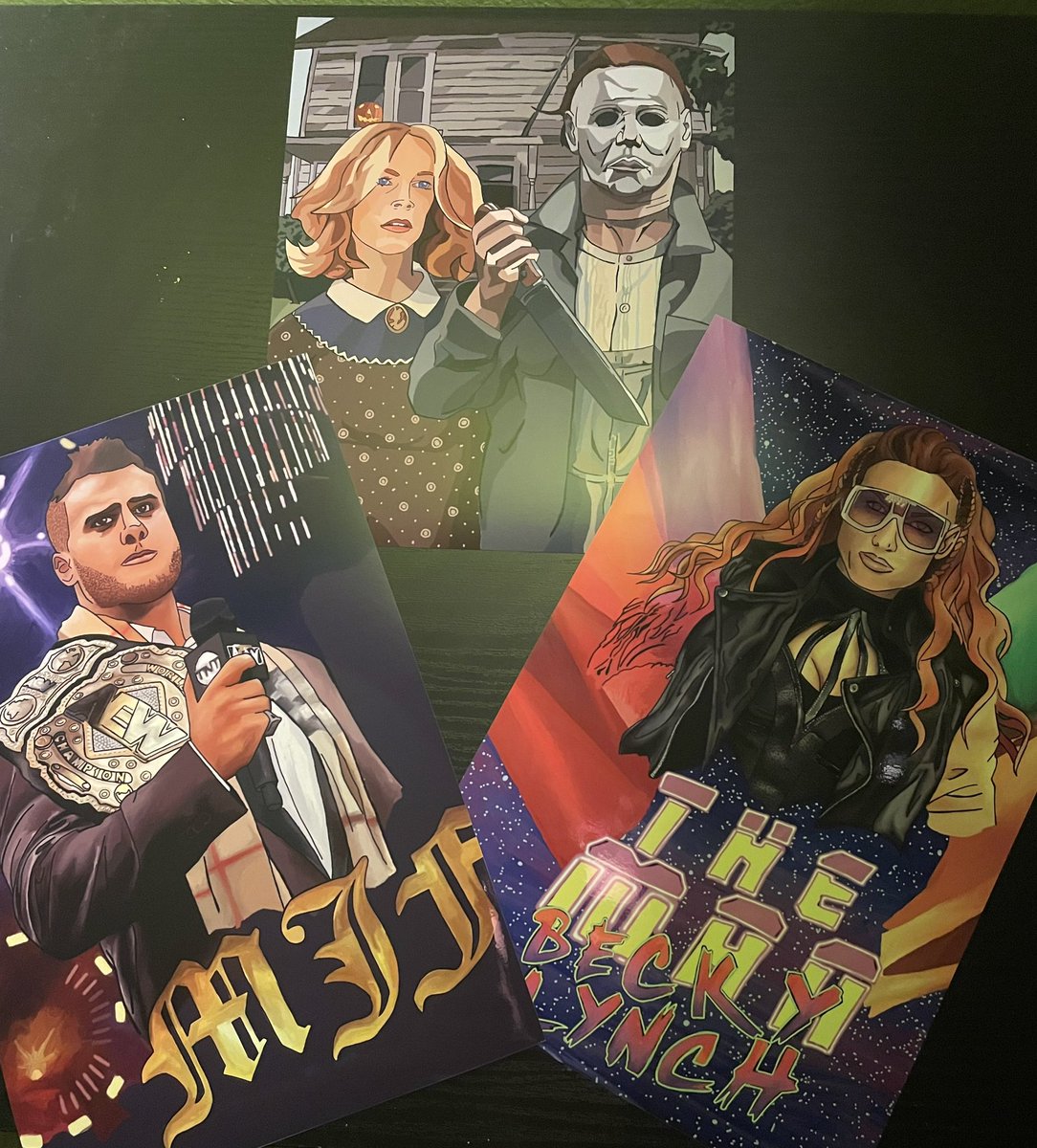 Prints are now available on Facebook Marketplace and Etsy!! Get your #OriginalArtPrints of #Halloween #AmericanGothic #Mashup “American Halloween” in 8X10 OR #AEWWorldChampion #MJF and #TheMan #BeckyLynch in 8X12!!! gwinningdesigns.etsy.com