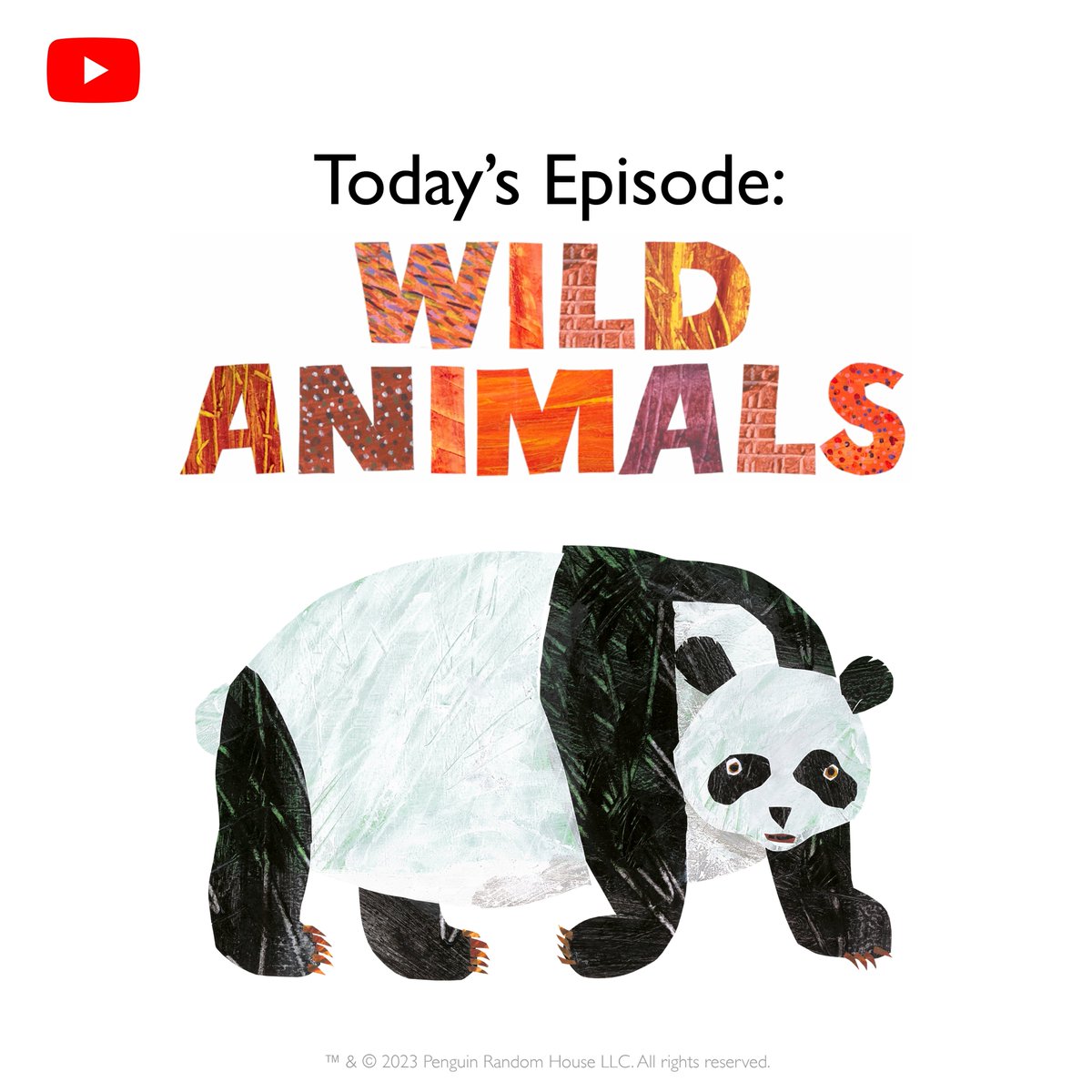 Today’s World of Eric Carle YouTube episode is about WILD ANIMALS. This episode includes a full storytime read-aloud of Panda Bear, Panda Bear, What Do You See? and you can take part in a delicious craft activity inspired by bears! youtu.be/WGh044_wGqY