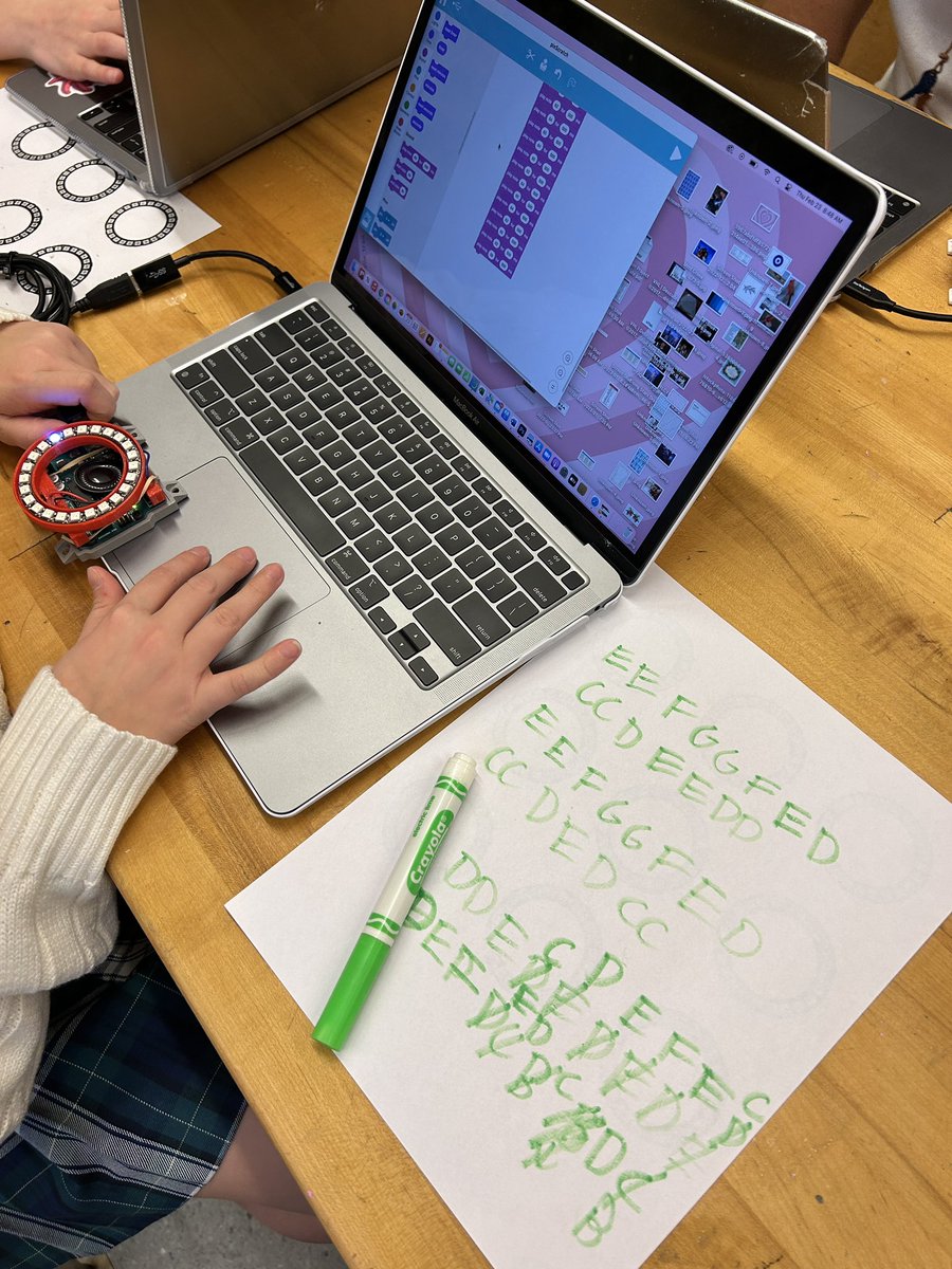 Class VI students <a href="/MarymountNY/">Marymount School NY</a> #programming sound and light shows in a 24 LED neopixel ring. She programmed “Ode to Joy”! #art #math #physicalComputing