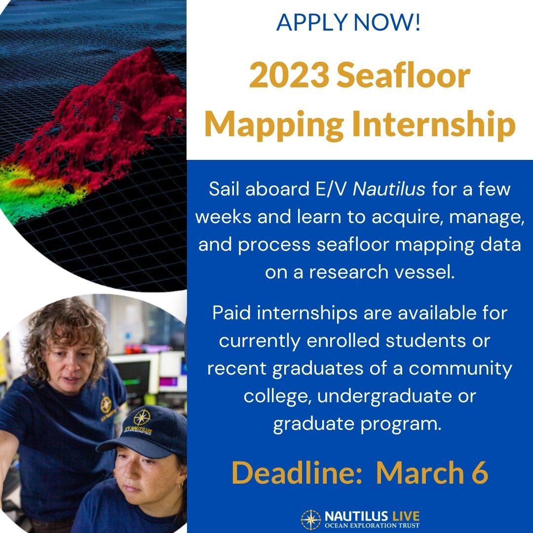 E/V Nautilus (@evnautilus) on Twitter photo Join an exploration expedition for 2-4 weeks in this paid, at-sea experience learning to reveal #seafloor landscapes from expert mentors. #Internships are available for students or graduates of community college, undergraduate, or graduate programs Apply: nautl.us/3m132YE Join an exploration expedition for 2-4 weeks in this paid, at-sea experience learning to reveal #seafloor landscapes from expert mentors. #Internships are available for students or graduates of community college, undergraduate, or graduate programs Apply: nautl.us/3m132YE