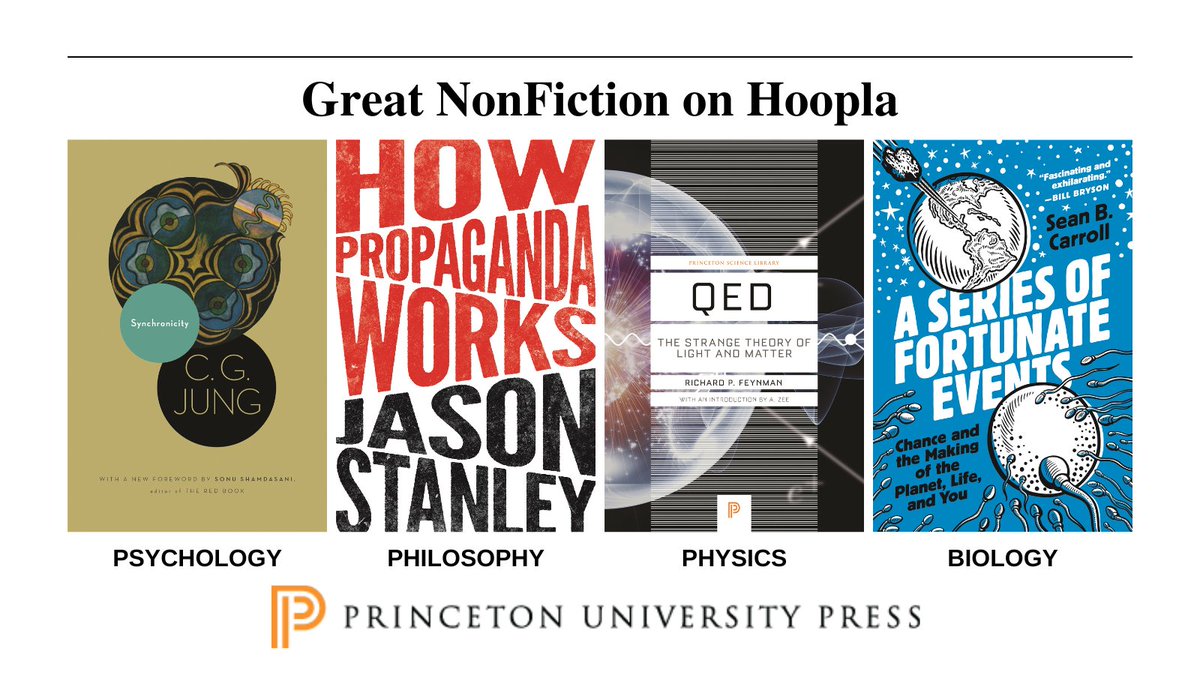 PrincetonUPress's tweet image. Prefer ebooks? Many of our books are available for download on @hoopla_digital through your local library. We love seeing the variety of titles that readers are checking out this #LoveYourLibraryMonth! 
#PhysicsTwitter #philosophy #Jung #biology #ebooks