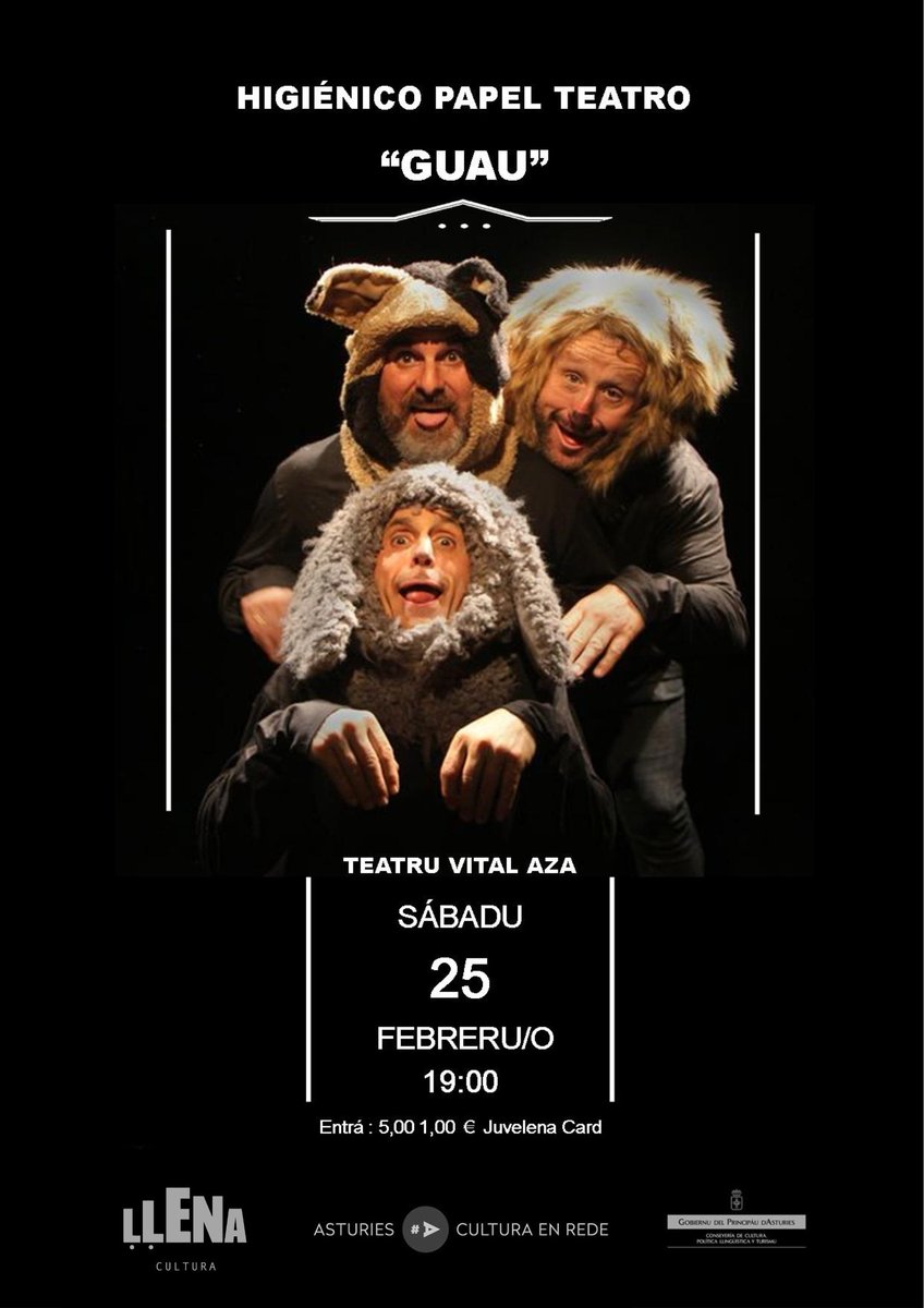 Cultura Ḷḷena/Lena (@lenacultura) on Twitter photo 👽🤡 Sábadu 2️⃣5️⃣ de 👹 febreru👺🤖
🎭 GÜAU 🎭 con <a href="/hpapelteatro/">HIGIÉNICO PAPEL TEATRO</a>
👉#TeatruVitalAza
🕖 19 h.
➡️ 5,00 € // 1,00 € Juvelena Card
☎️ 985 49 11 57
@AgendaCulturaPA
#AsturiesCulturaenRede
#Ḷḷenadestíncultural #CulturaḶḷena #faciendoḷḷugar #ConciyuḶḷena #teatru #Asturies 👽🤡 Sábadu 2️⃣5️⃣ de 👹 febreru👺🤖
🎭 GÜAU 🎭 con <a href="/hpapelteatro/">HIGIÉNICO PAPEL TEATRO</a>
👉#TeatruVitalAza
🕖 19 h.
➡️ 5,00 € // 1,00 € Juvelena Card
☎️ 985 49 11 57
@AgendaCulturaPA
#AsturiesCulturaenRede
#Ḷḷenadestíncultural #CulturaḶḷena #faciendoḷḷugar #ConciyuḶḷena #teatru #Asturies