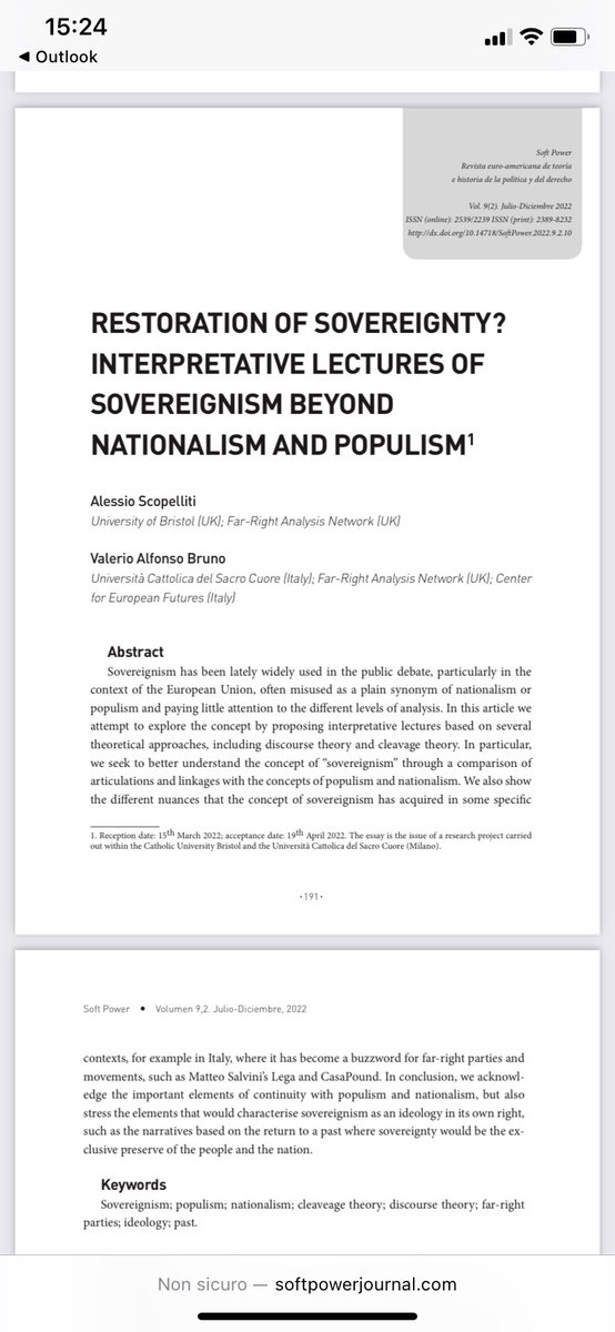 I am happy to share that our paper is published at the new Issue of Soft Power Journal edited by @DamianoPalano . With @ValerioA_Bruno, we investigate the concept of Sovereignism as a per se ideology through discourse theory and cleavage theory. Also, it’s free to read!