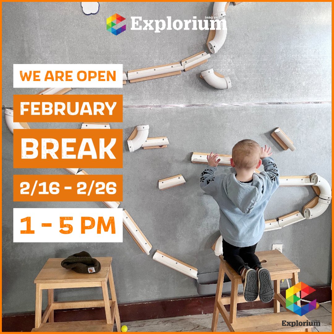 We're open from February 20th through February 24th, 1 PM - 5 PM. ⛄️🌬️

🎟️ Admission is only $5 per person, and members and children under 1 get in for free! Don't miss out on the fun and exploration. 🌟

#LongIslandExplorium #WinterBreak #ChildrensMuseum #ExploreLearnPlay