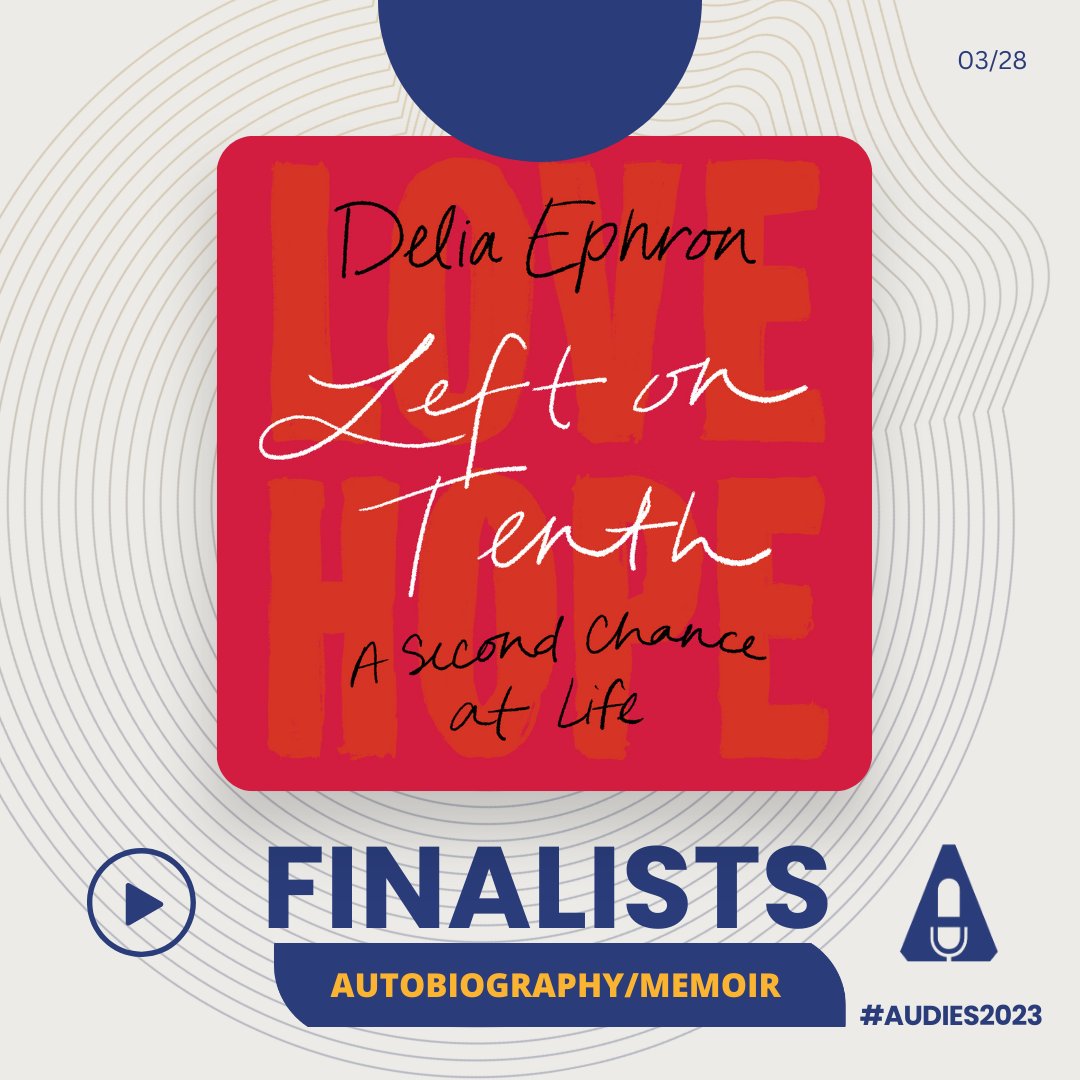 Hachette Audio (@hachetteaudio) on Twitter photo Congratulations to <a href="/DeliaEphron/">Delia Ephron</a> for the #Audies2023 nomination for LEFT ON TENTH in the Autobiography/Memoir category! Congratulations to <a href="/DeliaEphron/">Delia Ephron</a> for the #Audies2023 nomination for LEFT ON TENTH in the Autobiography/Memoir category!