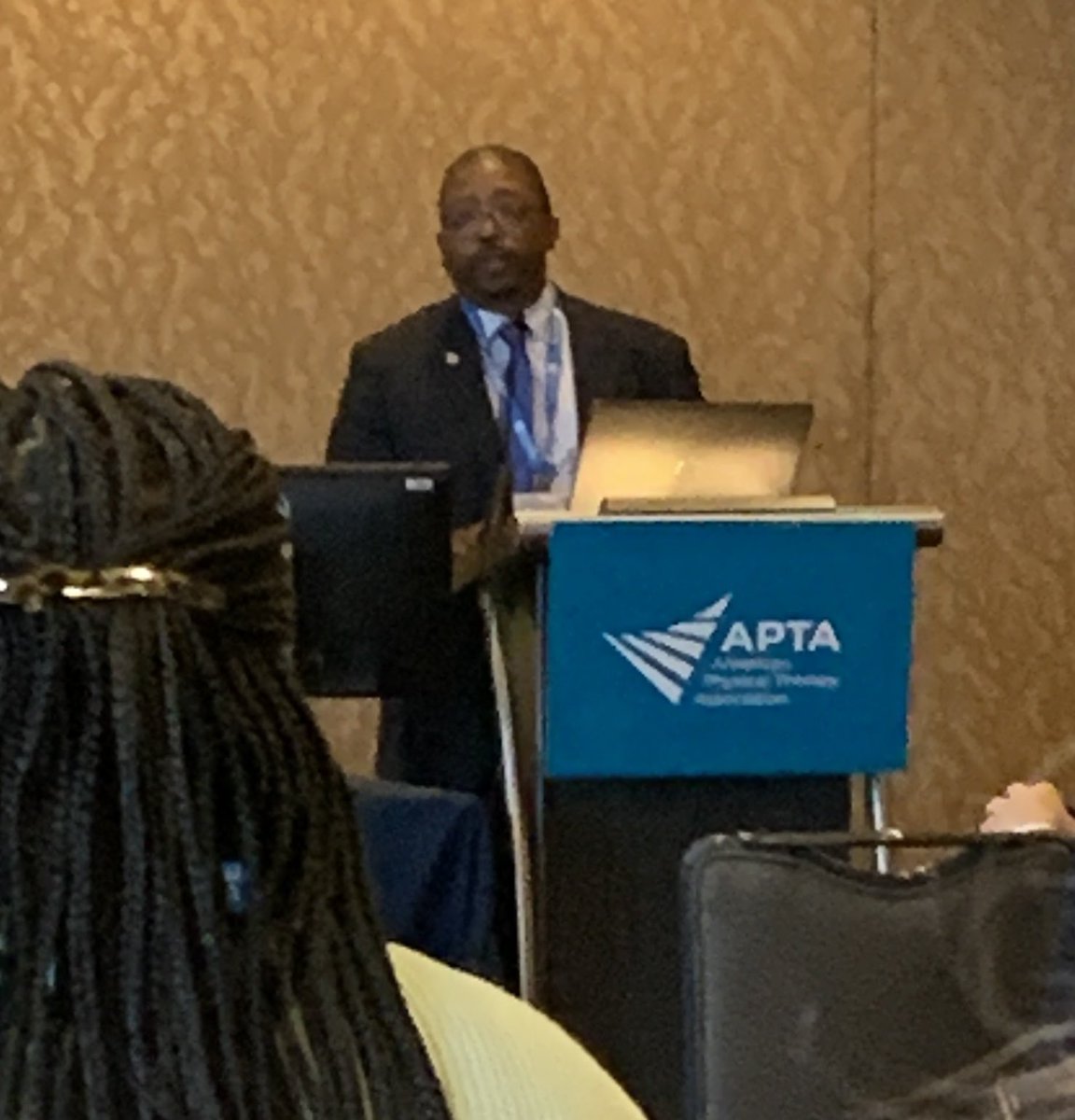 Too many pearls by <a href="/MHarrisLove1/">Michael Harris-Love</a> to share, my favorite was “You’re talented, but you’re not special!” meaning that faculty position search committees are looking for someone ready to roll up their sleeves and do the work that’s needed. 👏 #APTACSM #JobSearch #Faculty