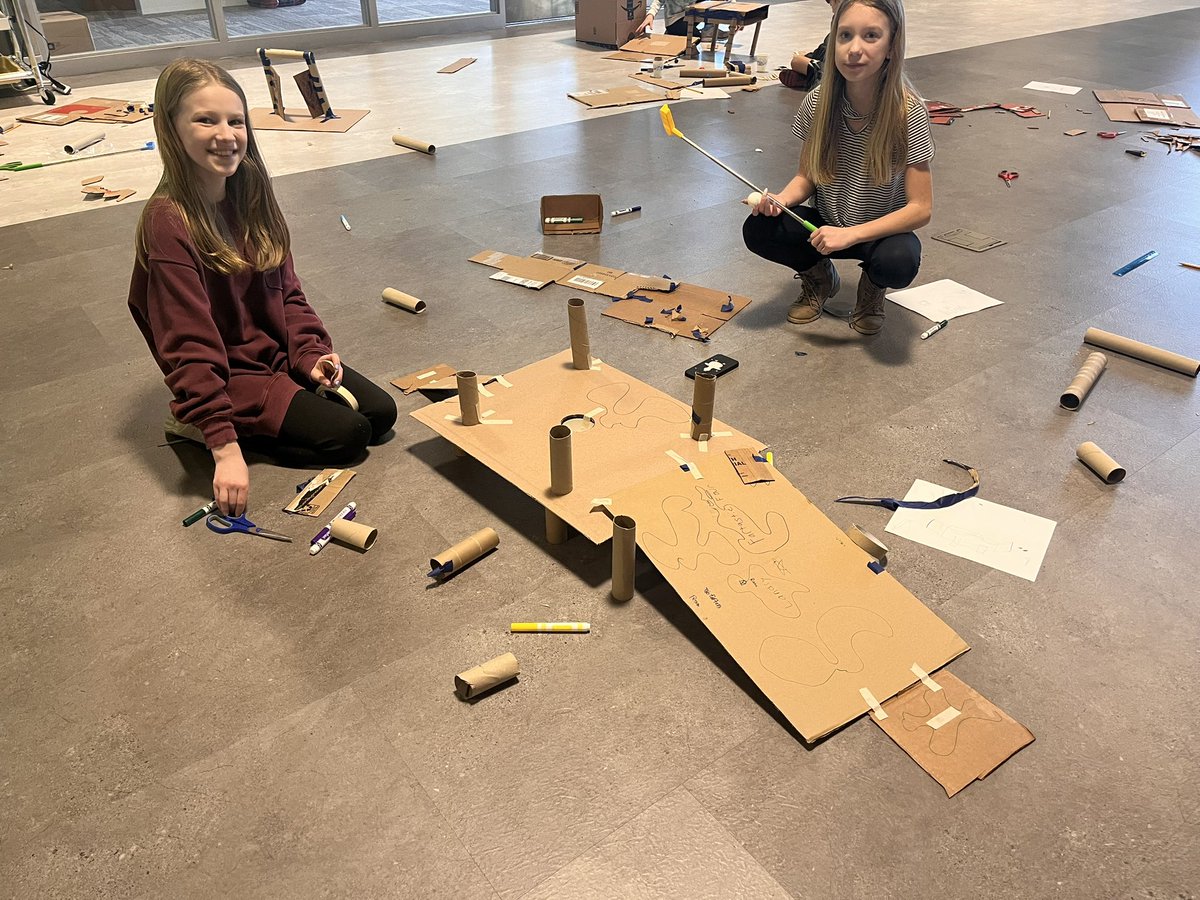 STEMnaut's tweet image. Wow it’s so busy here in #TechWorksatCCA in Miss Katie and Mr Nick’s golf course engineering design challenge! Stay tuned for the final test!