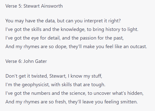 STORI3D_PAST's tweet photo. Good morning. I asked ChatGPT to create a rap battle between Time Team's Stewart Ainsworth &amp; John Gater, so you don't have to. https://t.co/V9JQtPcCXV