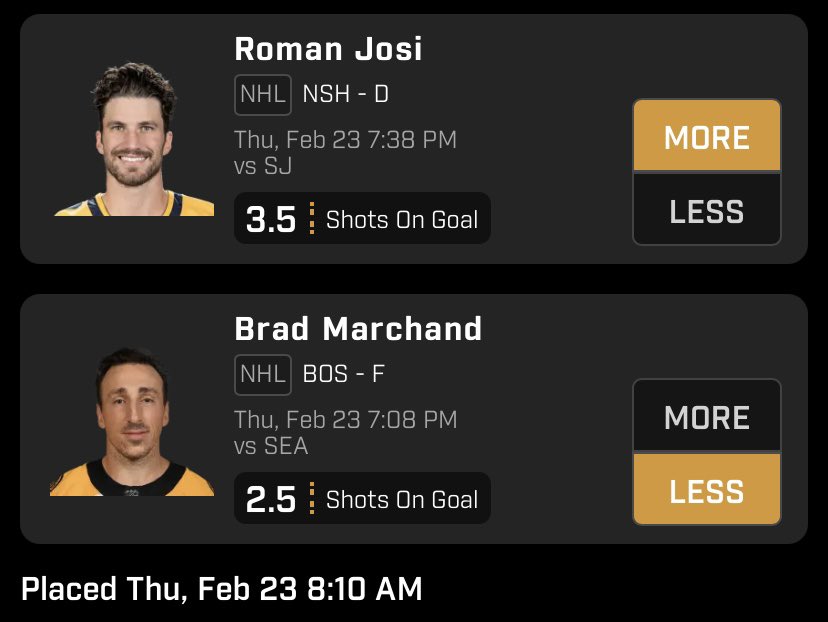 killerprops's tweet photo. Josi is -160 to go over and Marchand is -150 to go under. 🔥📈 

Join our FREE DISCORD to see more of our plays! Link in bio! 😈✅

#PrizePicks #GamblingTwitter #PrizePicksNBA #PrizePicksCBB #PrizePicksNHL https://t.co/vFzUO5SulT