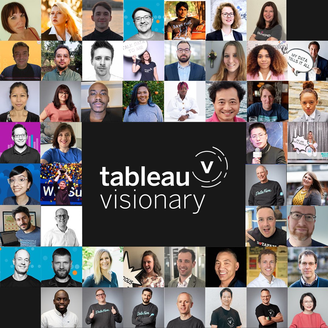 tableau's tweet image. Thrilled to announce the #TableauVisionary leaders of 2023! 

This group of 50 community leaders inspire us with their Tableau mastery, teaching, and collaboration—and make the #DataFam better for everyone. 

Learn more about these distinguished leaders. tabsoft.co/3ZdAg5e