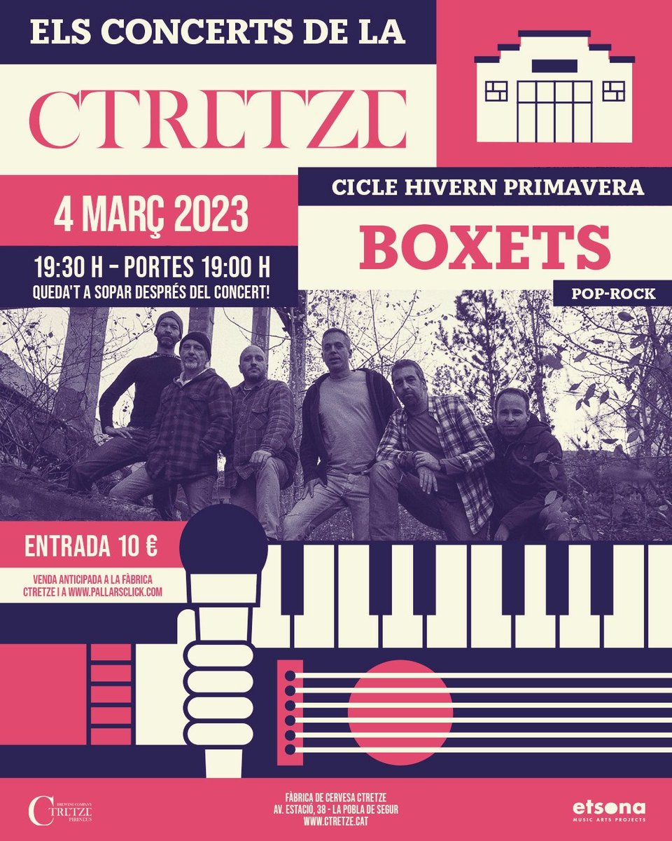 boxets's tweet image. 🔥 Nou concert de @boxets

📅 4 de març a les 19:30.

📍 Fàbrica @CTretzePirineus (La Pobla de Segur).

📀 Presentant el disc #gris

🤘🏻 Amb mooooltes ganes!!!

#boxets #concerts #noudisc