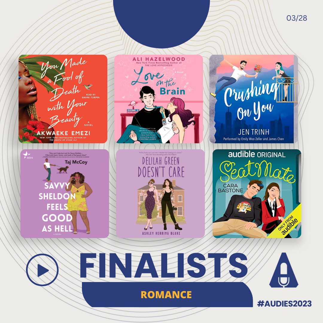 Congratulations to #Audies2023 #Finalist in #Romance!! Woohoo