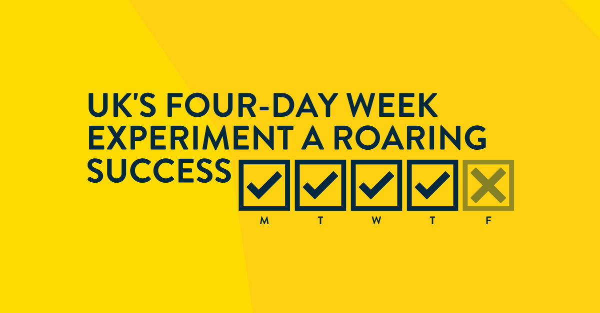 ConsSpace's tweet photo. A large majority of U.K. companies that recently tested a four-day workweek said they would stick with it.

Workers received 100% of the pay, for 80% of the time, in exchange for a commitment to delivering 100% of the output.

Read more about it below:
https://t.co/NwLKCGCyrj https://t.co/zcJuuwBxl8