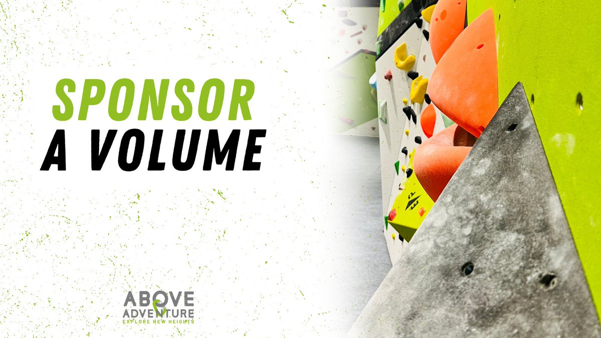 Sponsor a Volume and your brand will be front and centre to all those who visit 🧗 

Your sponsorship will directly support the community outreach work that our volunteers do, week in, week out! 

For more information email 👉 reception@aboveadventure.co.uk

#aboveadventure