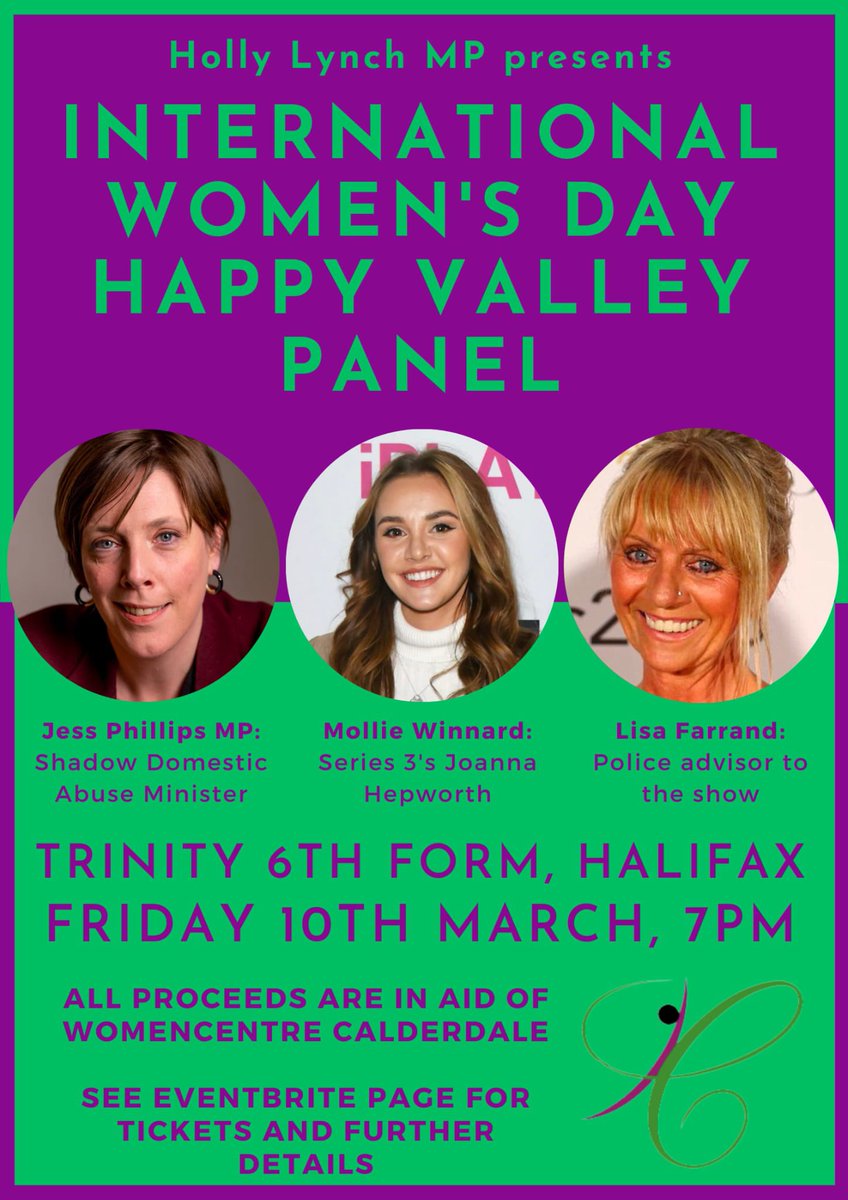 Holly Lynch (@hollylynch5) on Twitter photo Some very exciting news! This International Women’s Day we are organising a very special #HappyValley event with the amazing <a href="/molliewinnard/">Mollie Winnard</a> Lisa Farrand and <a href="/jessphillips/">Jess Phillips</a> in aid of @WomenCentreCK!
More info and tickets here for a brilliant night: eventbrite.co.uk/e/internationa… Some very exciting news! This International Women’s Day we are organising a very special #HappyValley event with the amazing <a href="/molliewinnard/">Mollie Winnard</a> Lisa Farrand and <a href="/jessphillips/">Jess Phillips</a> in aid of @WomenCentreCK!
More info and tickets here for a brilliant night: eventbrite.co.uk/e/internationa…