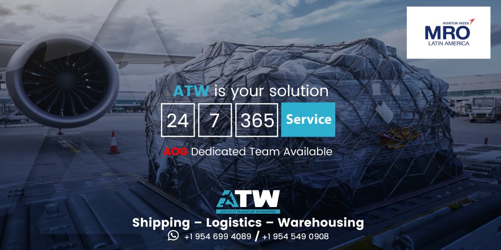 atwcargo's tweet photo. ATW is your solution. 24/7/365 AOG Dedicated Team Available✈️✈️ Shipping – Logistics – Warehousing
#AOG #MROLATINAMERICA #AOGSPECIALIST
#TIMECRITICAL #LOGISTICS #MROLA #ATWCargo https://t.co/CIfUJ3zPgs