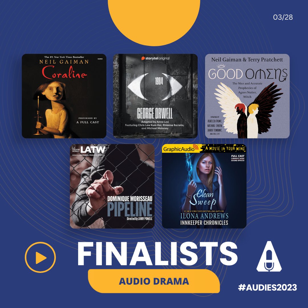 Congratulations to our Audio Drama #Audies2023 finalists!

<a href="/GraphicAudio/">GraphicAudio</a> @LitRedCorvette <a href="/HomerTodi/">Homer Todiwala</a> <a href="/HarperAudio/">HarperAudio</a> <a href="/RBmediaCo/">RBmedia</a> <a href="/ilona_andrews/">Ilona Andrews Blog Feed</a> <a href="/neilhimself/">Neil Gaiman</a> <a href="/domorisseau/">Dominique Morisseau</a> <a href="/hollyshearwater/">holly adams</a> <a href="/AlejandroRuizVO/">Alejandro Antonio Ruiz</a> <a href="/katkingsley/">katherine kingsley💋</a> 
<a href="/RebeccaFront/">Rebecca Front</a> <a href="/David_Tennant/">David Tennant</a> <a href="/Vududaddy/">Eugene Byrd</a> <a href="/LATheatreWorks/">LATheatreWorks</a>