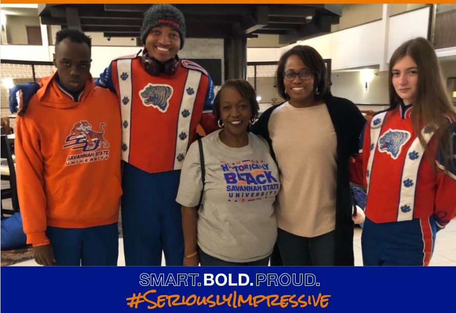 This past weekend, @savannahstate College of Education students and faculty traveled to Alabama State University to support our @SSUPowerhouse in @The_Honda Battle of the Bands! 🧡💙 #SavannahState #SSU #SSUCOE #BOTB #POTS