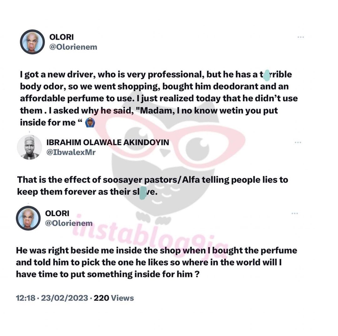 X-এ Instablog9ja: B%dy Odor: Driver reveals the sole reason why he refused  to use the deodorant his employer got for him  / X