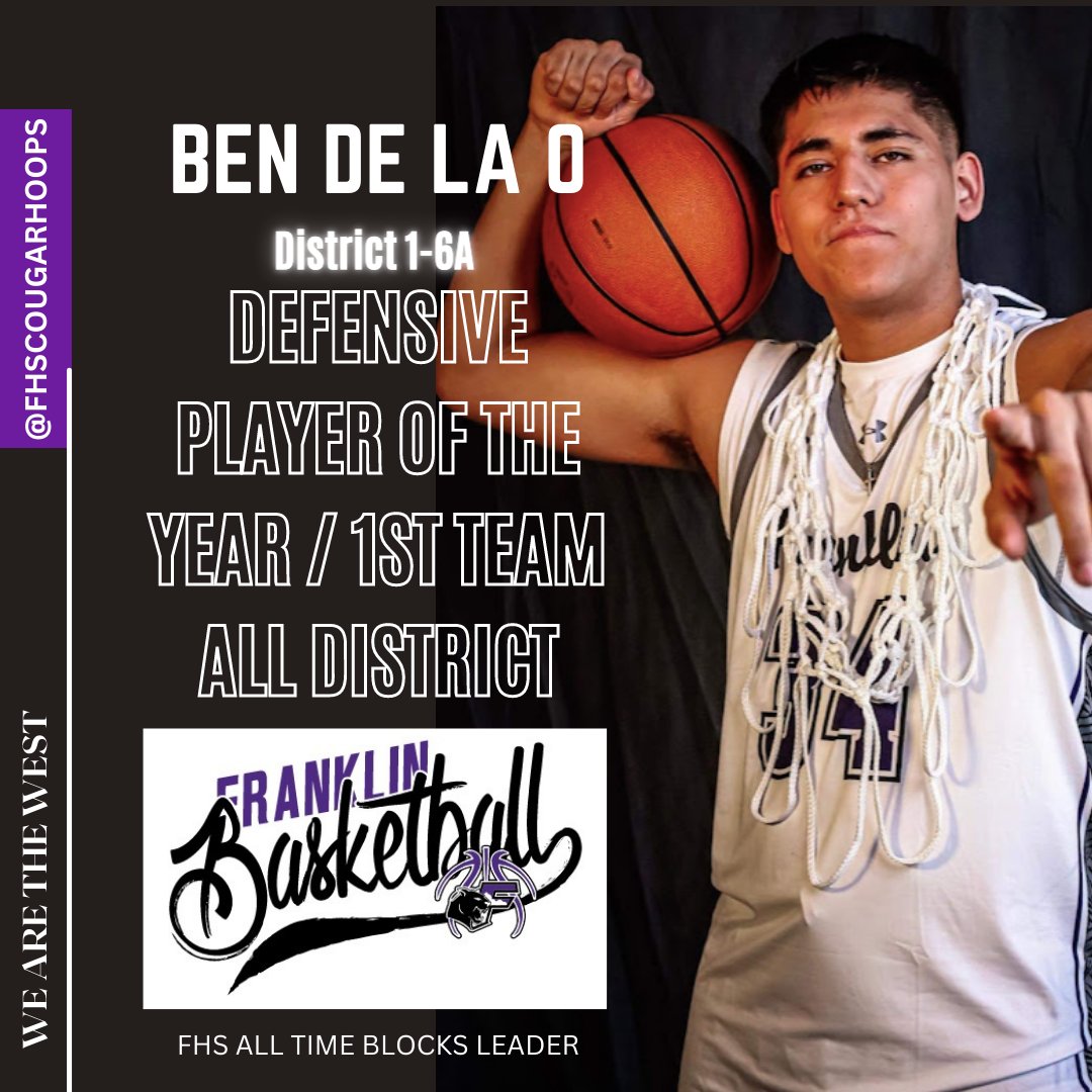 FHSCougarBBall's tweet photo. Let's congratulate our senior, @BenDeLaO1 on being named the Defensive Player of the Year and for receiving a 1st Team All-District selection. We are very proud of you and we will miss you! #WeAreTheWest https://t.co/KYZwb0okvH