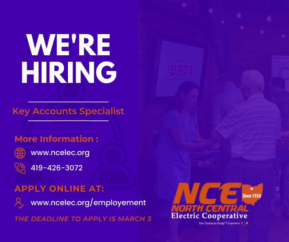 COME WORK WITH ME! My department at <a href="/NorthCentralEl1/">North Central Electric Cooperative</a> &amp; Lorain-Medina Rural Electric is hiring!

Working with Economic Development, Government Affairs, Key Accounts &amp; lots of other areas. 

High impact, great pay &amp; benefits.

Please reach out &amp; share!

lnkd.in/dKqP5g9U