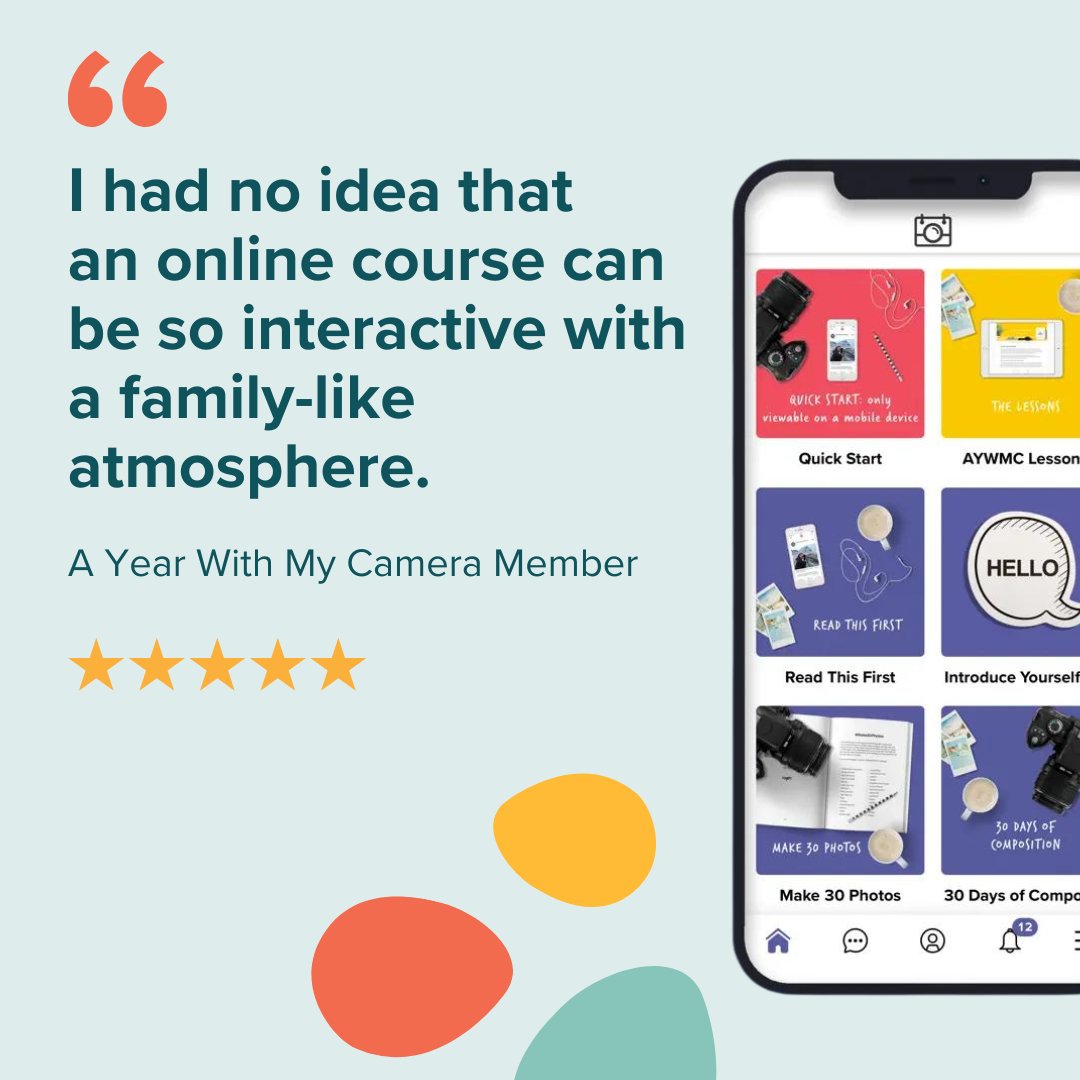 📸 Disciple-powered community A Year With My Camera has helped over 70,000 people unlock their photography potential. 

Courses + Community = A supercharged learning environment
