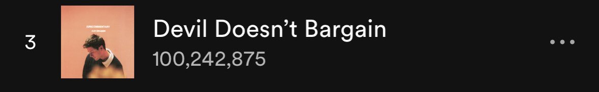 Thx for 100,000,000 streams on “Devil Doesn’t Bargain” 🧡