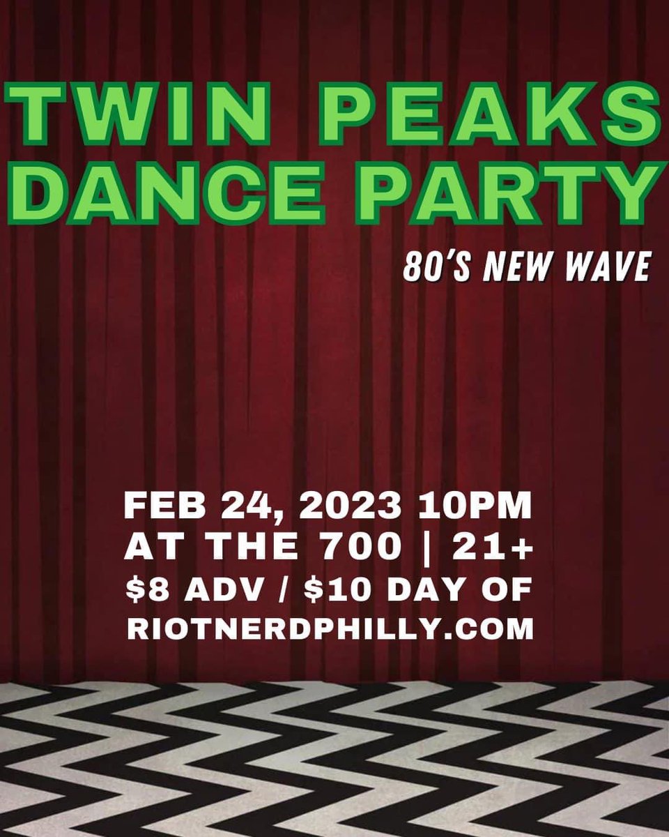 RiotNerdPhilly's tweet image. Tomorrow! Only 25 advanced tickets left! Grab em up! We will have a limited amount available at the door, but highly suggest getting there early if you’re planning to buy at the door. Capacity is limited. riotnerdphilly.com 🪵🪵🪵 #twinpeaks #80snewwave #phillynightlife