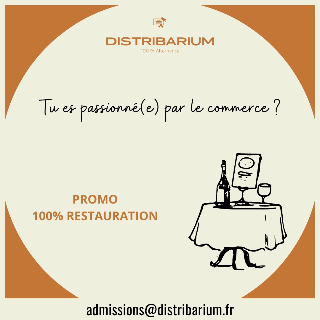 distribarium's tweet photo. Tu es passionné(e) par le commerce ?
Rejoins notre classe 100% Restauration !
Prépare le BTS MCO en alternance !
https://t.co/pe0uXsRB6i
#DISTRIBARIUM#APPRENTISSAGE#BTSMCO #PARIS #ALTERNANCE #BTSMANAGERCOMMERCIALOPERATIONNEL https://t.co/KKHs9rCt1S