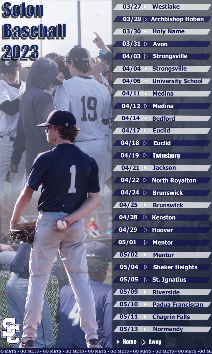 Solon Baseball 2023 schedule! #Gomets